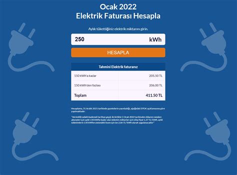 2022 elektrik faturası hesaplama